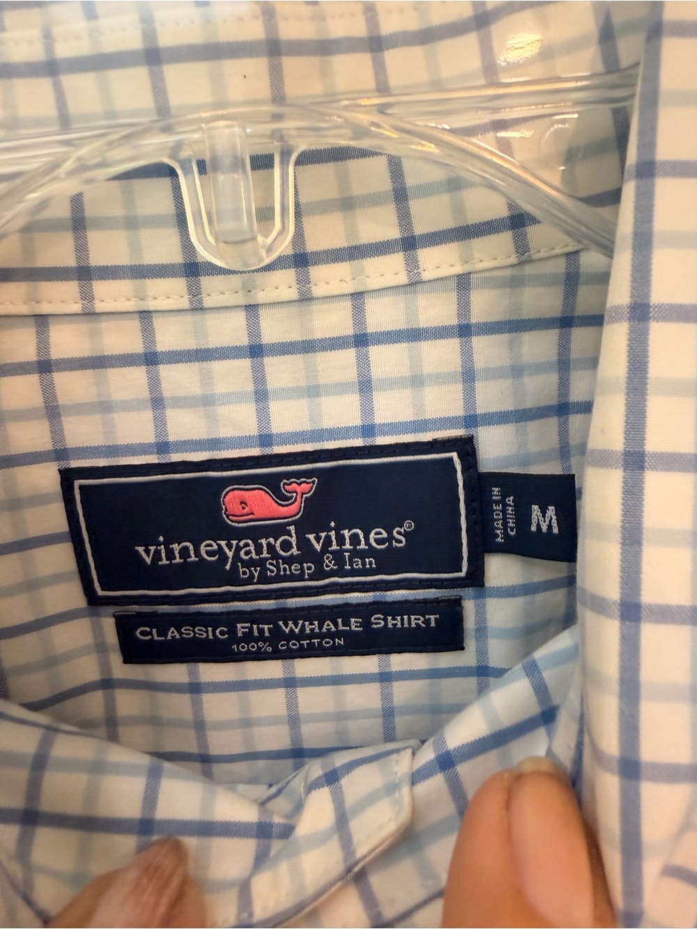Vineyard Vines Men’s Classic Fit Whale Button Down Shirt Plaid, White Blue, Sz M - Picture 4 of 12